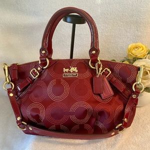 Coach Sophia Madison dotted Op Art bag w patent leather accents